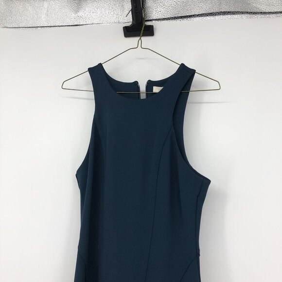 Jonathan Simkhai Navy Blue racerback structured Flared pleated  midi dress - Picture 3 of 14